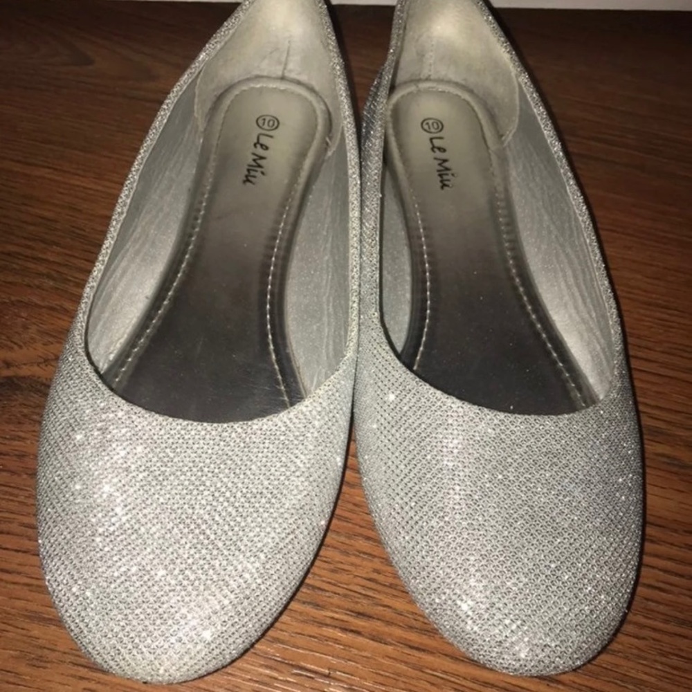 Silver Sparkly Dress Flats